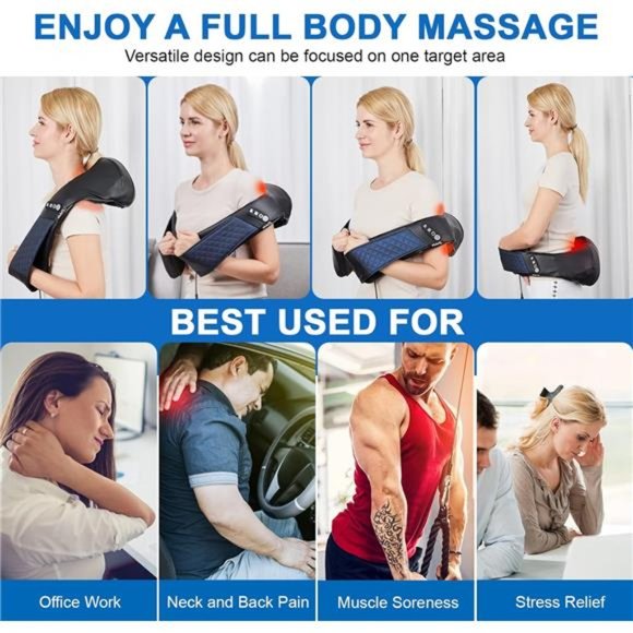 Neck and Shoulder Massager with Heat Shiatsu BackMassage Pillow with 3D Kneading - Picture 6 of 8
